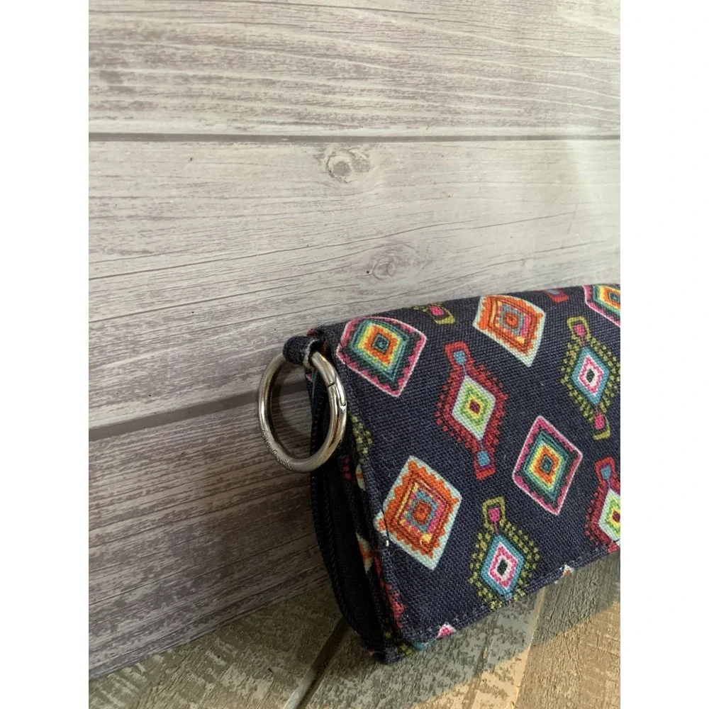 Vera Bradley Provencal Euro Wallet Blue Orange Red Snap ID Wallet Coin‎
